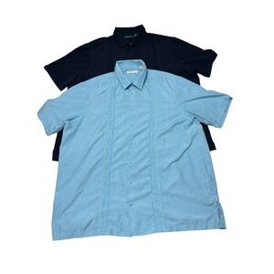 Lot of 2 CUBANERA Men's 2XL Two Button Down Guayabera Shirts Short Sleeve
